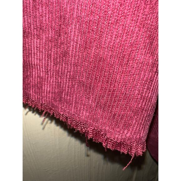 Rue 21 X-Large Fray Raw Corduroy Crop Jacket Shacket Top Wine Oversized XL NEW - Picture 6 of 10